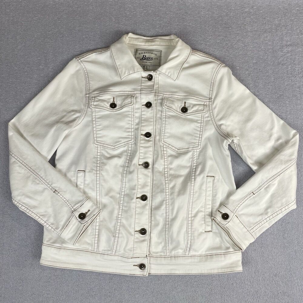 G.H. Bass & Co. Denim Jacket Women's Size Small White Cotton Casual